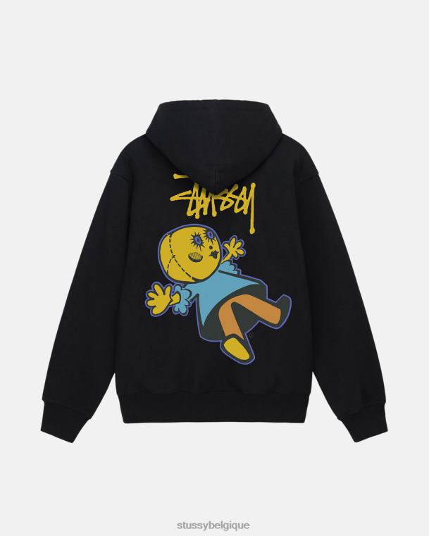 sueurs pull à capuche zippé unisexe noir STUSSY V46H169