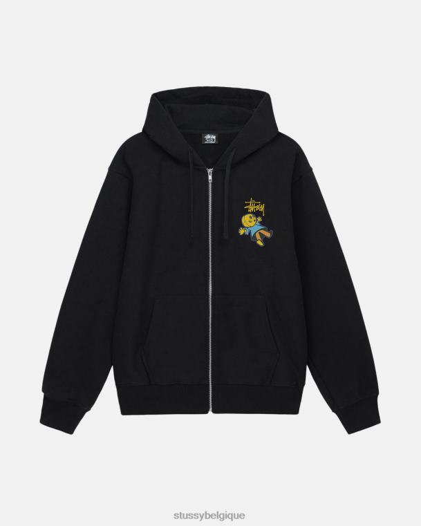 sueurs pull à capuche zippé unisexe noir STUSSY V46H169