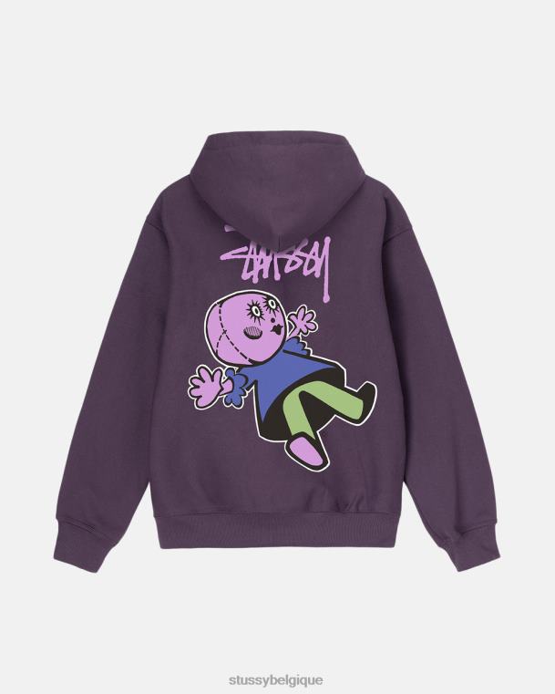 sueurs pull à capuche zippé unisexe raisin STUSSY V46H171