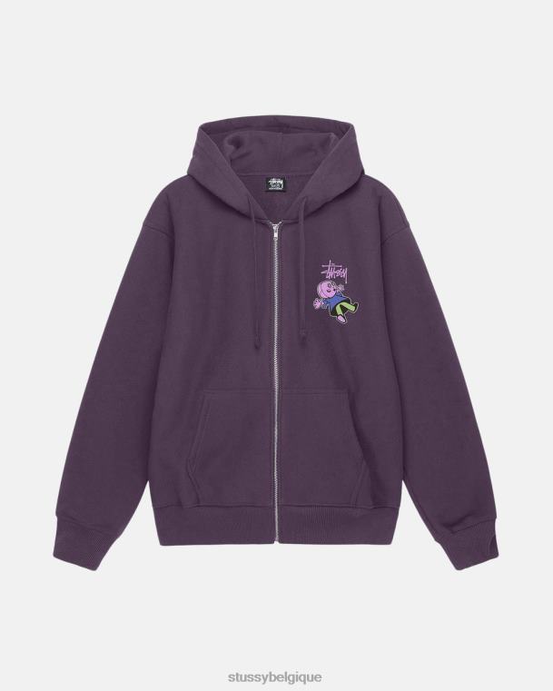 sueurs pull à capuche zippé unisexe raisin STUSSY V46H171