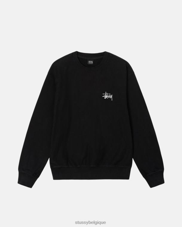 sueurs équipage de base teint au pigment unisexe noir STUSSY V46H184