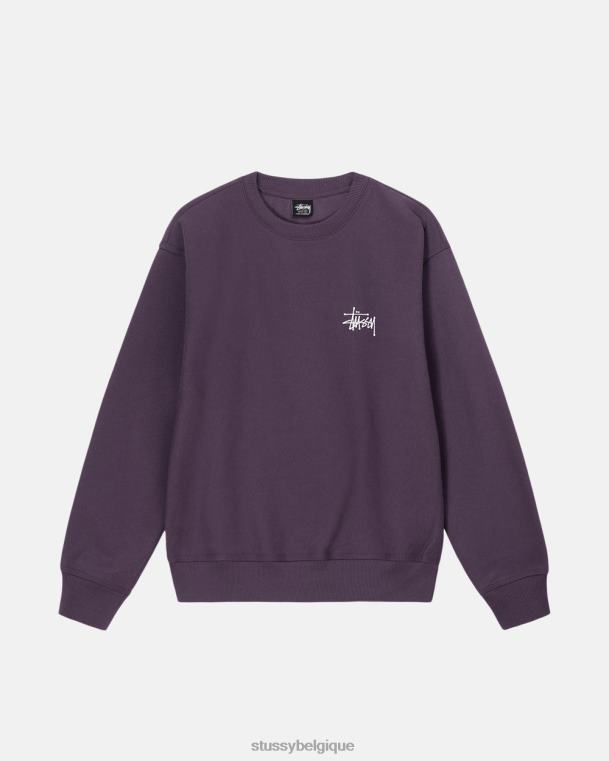 sueurs équipage de base unisexe raisin STUSSY V46H195