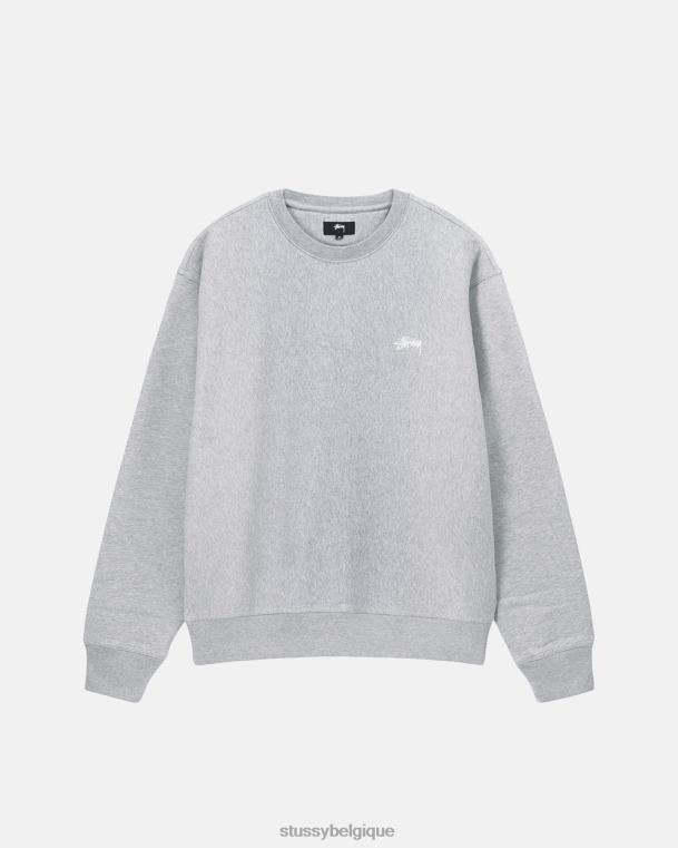 sueurs équipage de logo de stock unisexe gris chiné STUSSY V46H137
