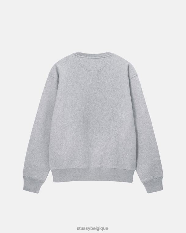 sueurs équipage de logo de stock unisexe gris chiné STUSSY V46H137