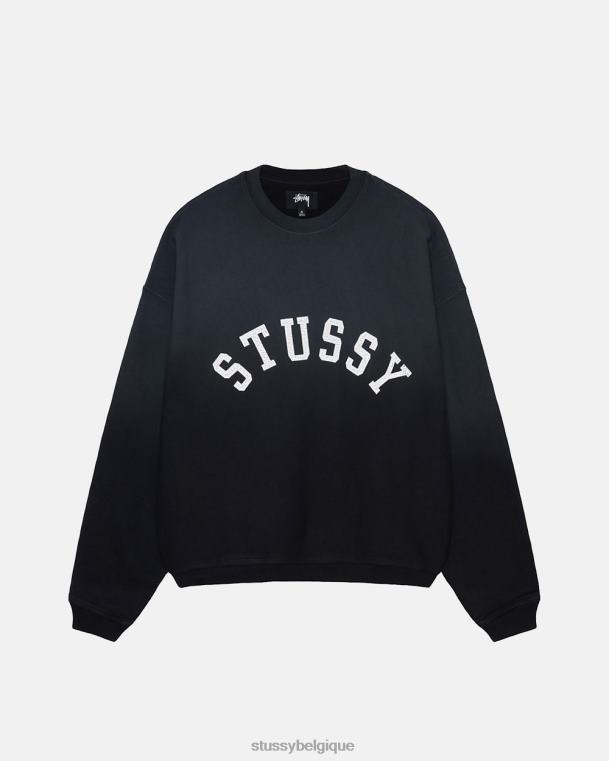 sueurs équipage surdimensionné délavé par le soleil unisexe noir STUSSY V46H158