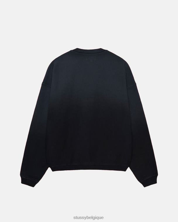 sueurs équipage surdimensionné délavé par le soleil unisexe noir STUSSY V46H158