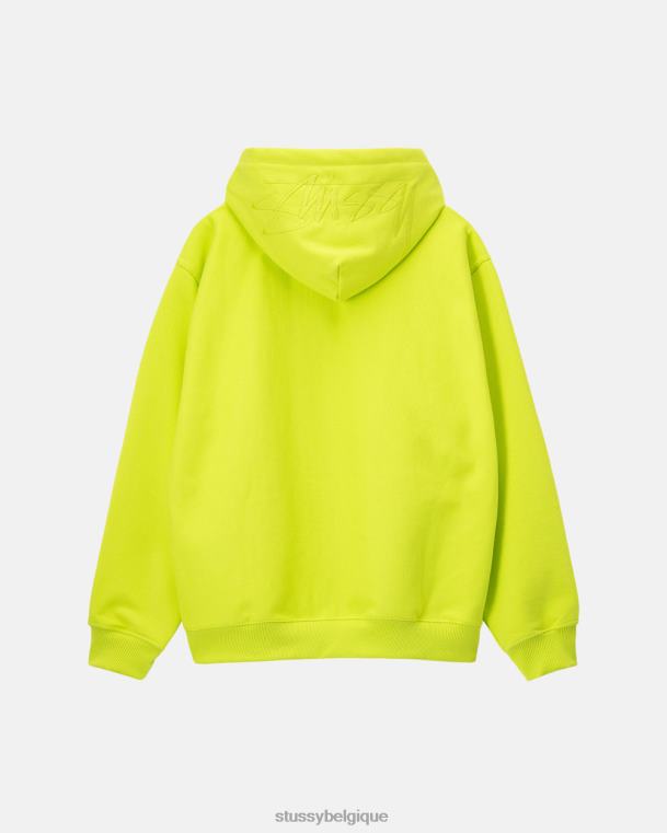 sueurs sweat à capuche appliqué au dos unisexe citron vert STUSSY V46H209