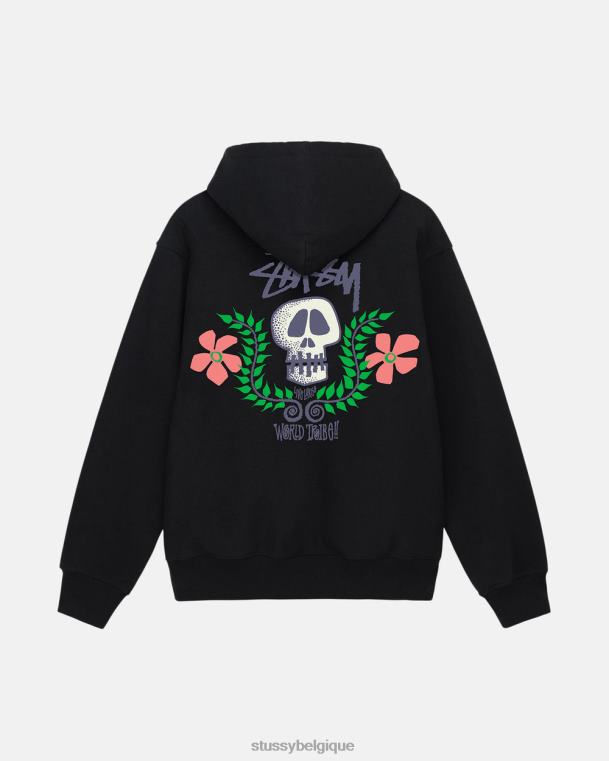 sueurs sweat à capuche avec écusson tête de mort unisexe noir STUSSY V46H177