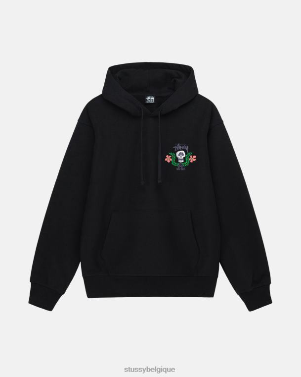 sueurs sweat à capuche avec écusson tête de mort unisexe noir STUSSY V46H177