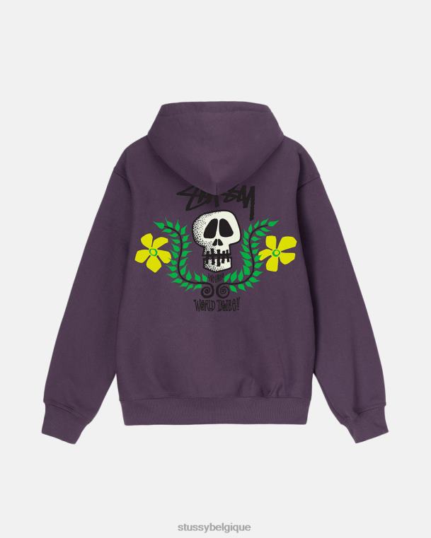 sueurs sweat à capuche avec écusson tête de mort unisexe raisin STUSSY V46H179