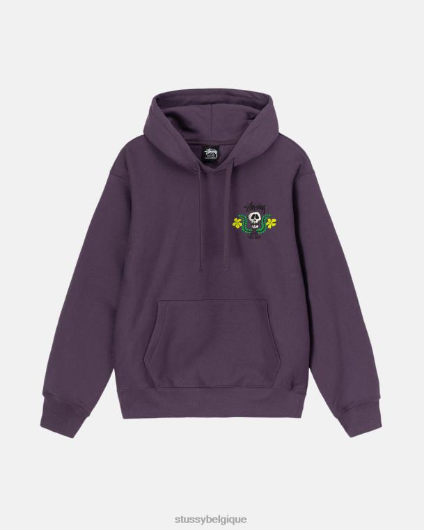 sueurs sweat à capuche avec écusson tête de mort unisexe raisin STUSSY V46H179