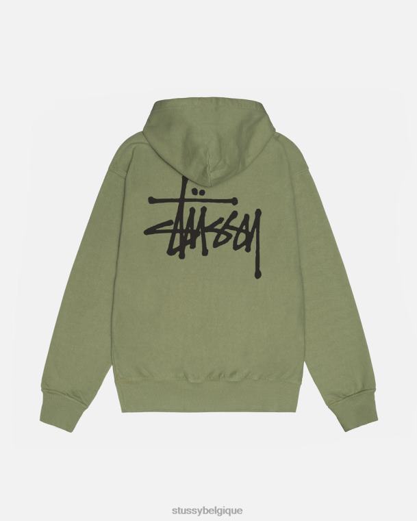 sueurs sweat à capuche basic pigment-dyed unisexe artichaut STUSSY V46H190
