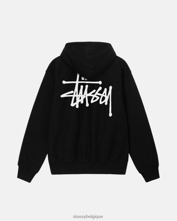 sueurs sweat à capuche basic pigment-dyed unisexe noir STUSSY V46H188