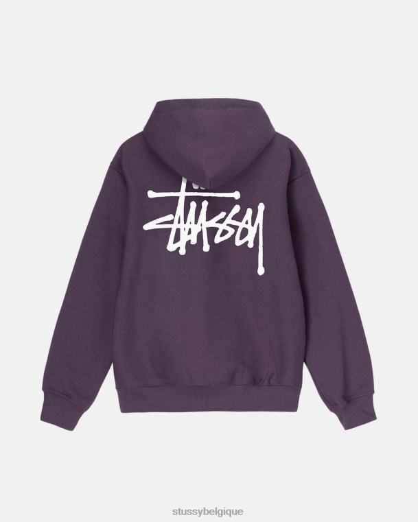 sueurs sweat à capuche basique unisexe raisin STUSSY V46H199