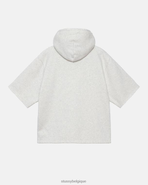 sueurs sweat à capuche court ss boxy unisexe bruyère de cendre STUSSY V46H161
