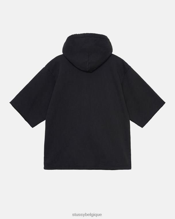 sueurs sweat à capuche court ss boxy unisexe noir STUSSY V46H160