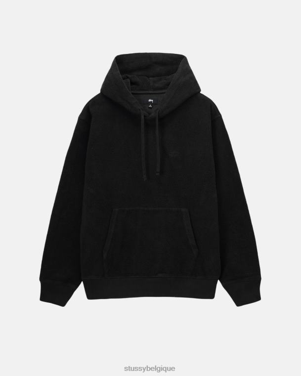 sueurs sweat à capuche en polaire à l'envers unisexe noir STUSSY V46H237