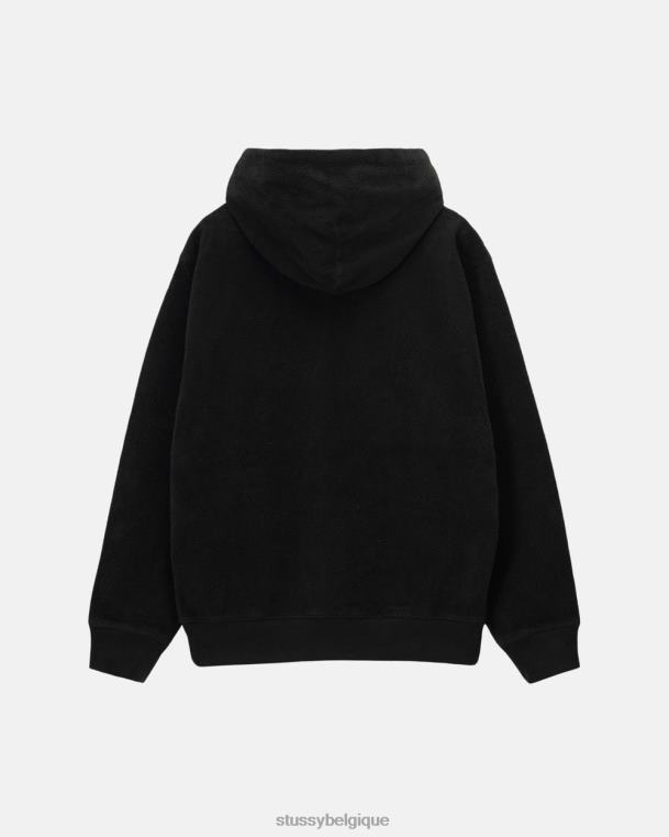 sueurs sweat à capuche en polaire à l'envers unisexe noir STUSSY V46H237