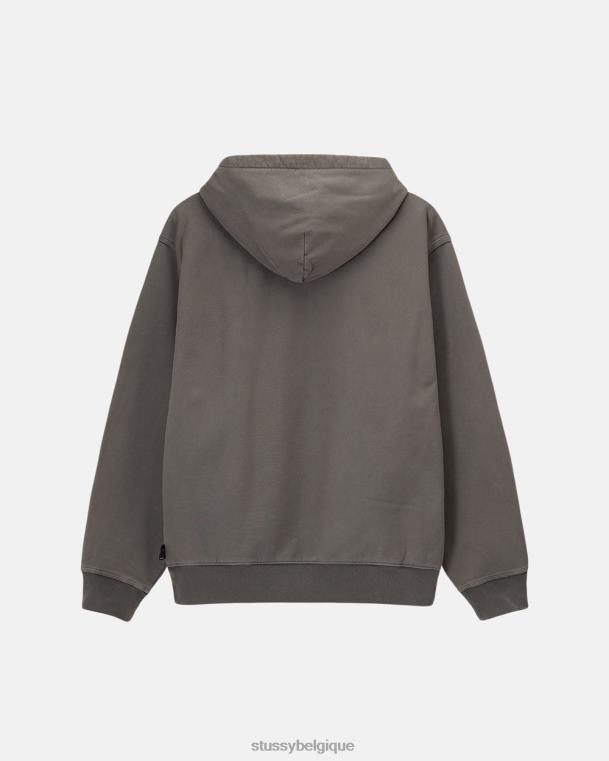 sueurs sweat à capuche en polaire à teinture pigmentaire unisexe charbon STUSSY V46H223