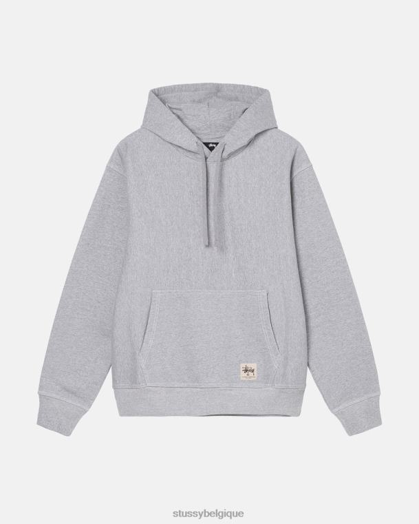 sueurs sweat à capuche à étiquette contrastante unisexe gris chiné STUSSY V46H213