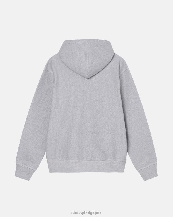 sueurs sweat à capuche à étiquette contrastante unisexe gris chiné STUSSY V46H213