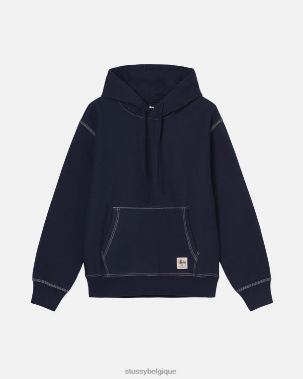 sueurs sweat à capuche à étiquette contrastante unisexe marine STUSSY V46H217