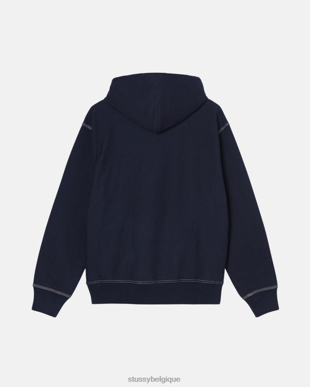 sueurs sweat à capuche à étiquette contrastante unisexe marine STUSSY V46H217