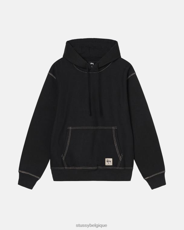 sueurs sweat à capuche à étiquette contrastante unisexe noir STUSSY V46H210