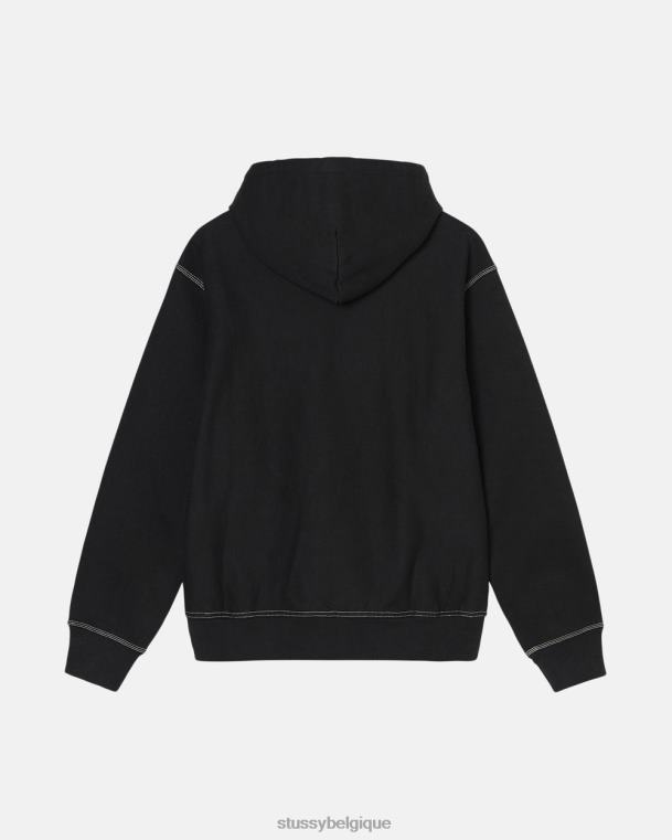 sueurs sweat à capuche à étiquette contrastante unisexe noir STUSSY V46H210