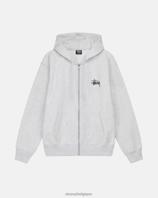 sueurs sweat à capuche zippé basique unisexe bruyère de cendre STUSSY V46H202