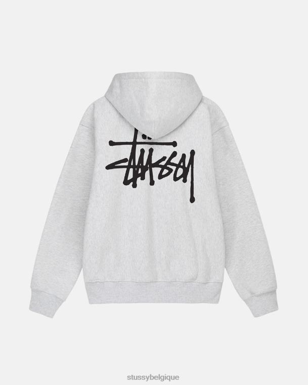 sueurs sweat à capuche zippé basique unisexe bruyère de cendre STUSSY V46H202