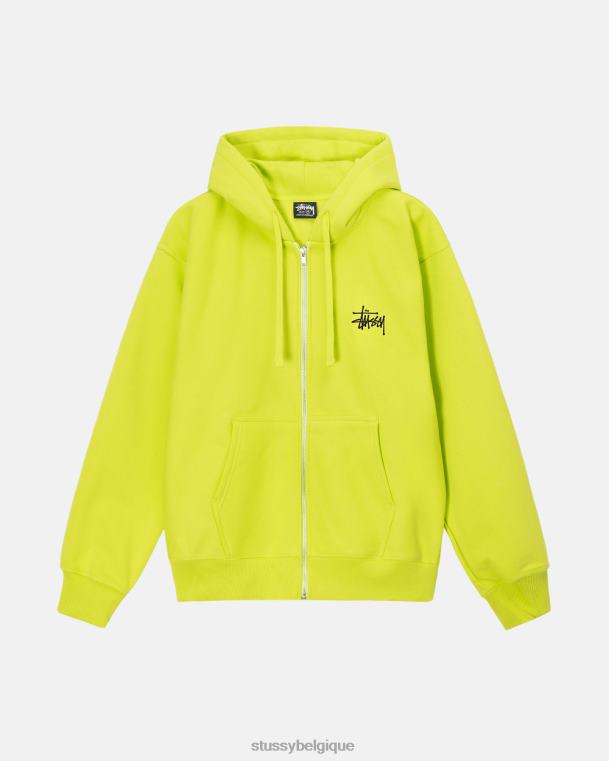 sueurs sweat à capuche zippé basique unisexe citron vert STUSSY V46H204