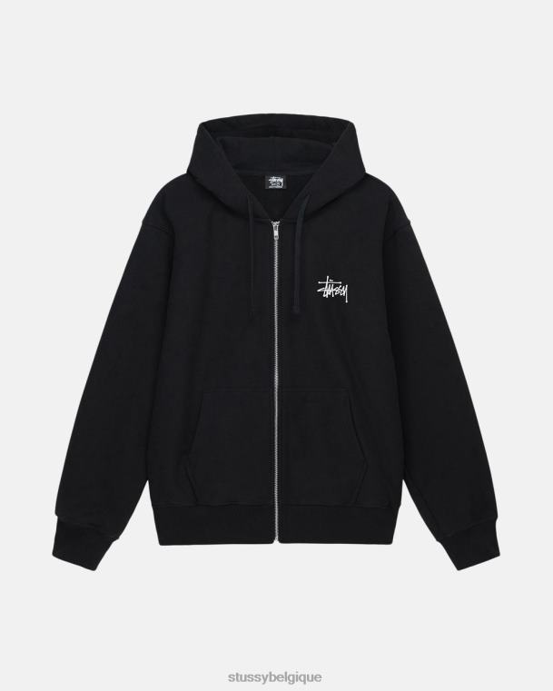 sueurs sweat à capuche zippé basique unisexe noir STUSSY V46H201