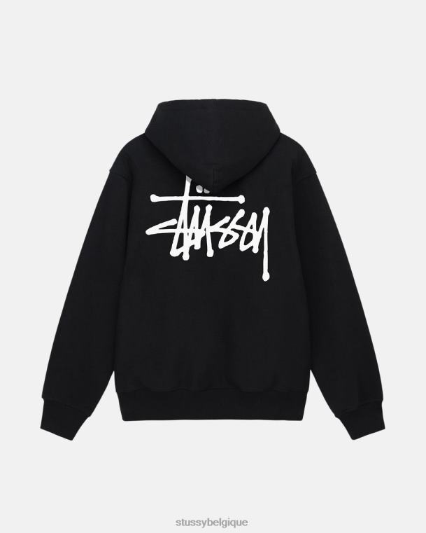 sueurs sweat à capuche zippé basique unisexe noir STUSSY V46H201