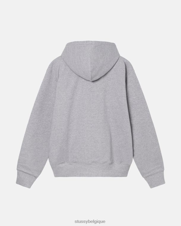 sueurs sweat à capuche zippé à double étiquette unisexe gris chiné STUSSY V46H214