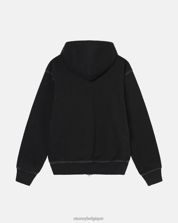 sueurs sweat à capuche zippé à double étiquette unisexe noir STUSSY V46H211