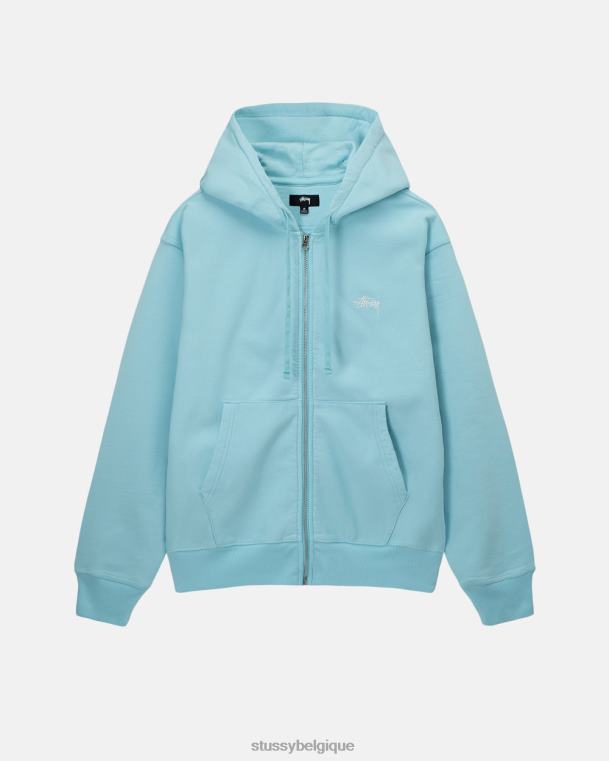 sueurs sweat à capuche zippé à logo unisexe bleu STUSSY V46H147