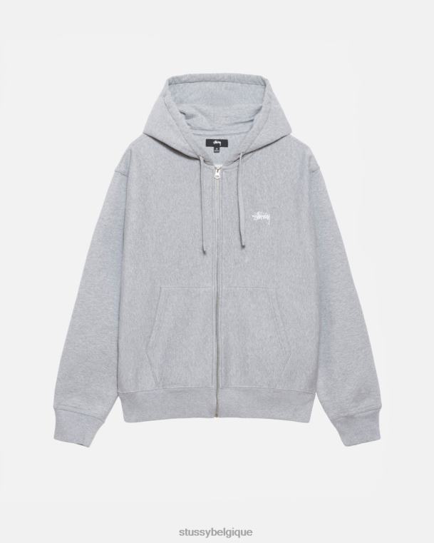 sueurs sweat à capuche zippé à logo unisexe gris chiné STUSSY V46H139