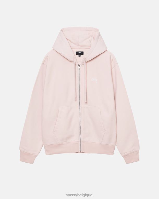 sueurs sweat à capuche zippé à logo unisexe lt. rose STUSSY V46H127