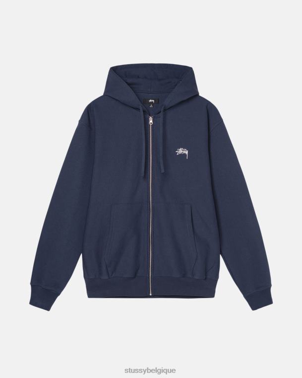 sueurs sweat à capuche zippé à logo unisexe marine STUSSY V46H144