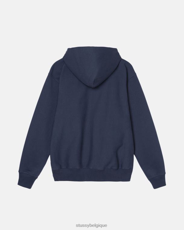 sueurs sweat à capuche zippé à logo unisexe marine STUSSY V46H144