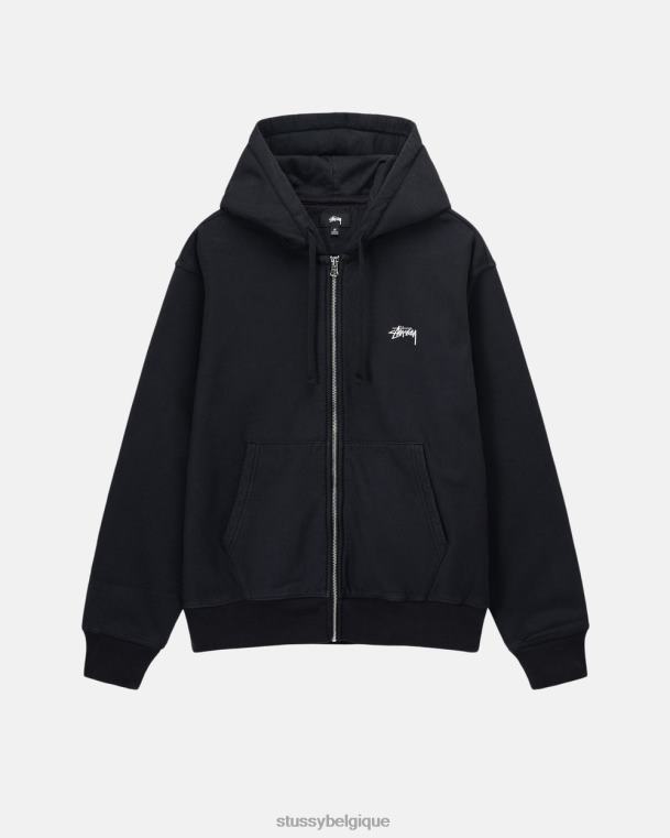 sueurs sweat à capuche zippé à logo unisexe noir STUSSY V46H134