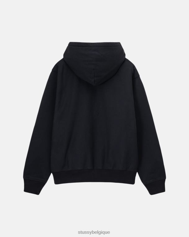 sueurs sweat à capuche zippé à logo unisexe noir STUSSY V46H134