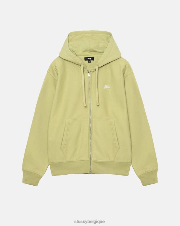 sueurs sweat à capuche zippé à logo unisexe vert pâle STUSSY V46H131