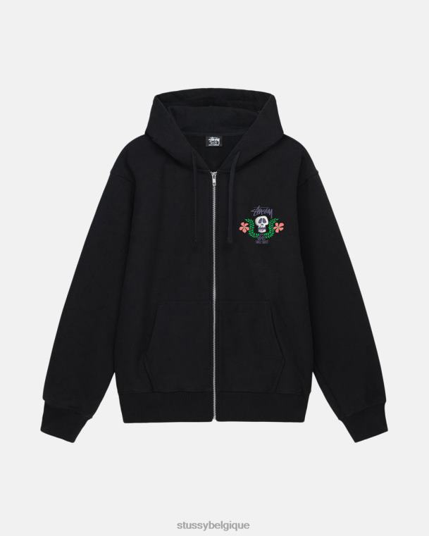 sueurs sweat à capuche zippé à tête de mort unisexe noir STUSSY V46H174
