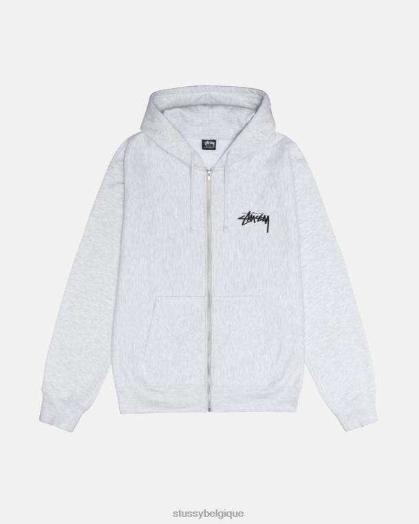 sueurs sweat à capuche zippé unisexe bruyère de cendre STUSSY V46H173