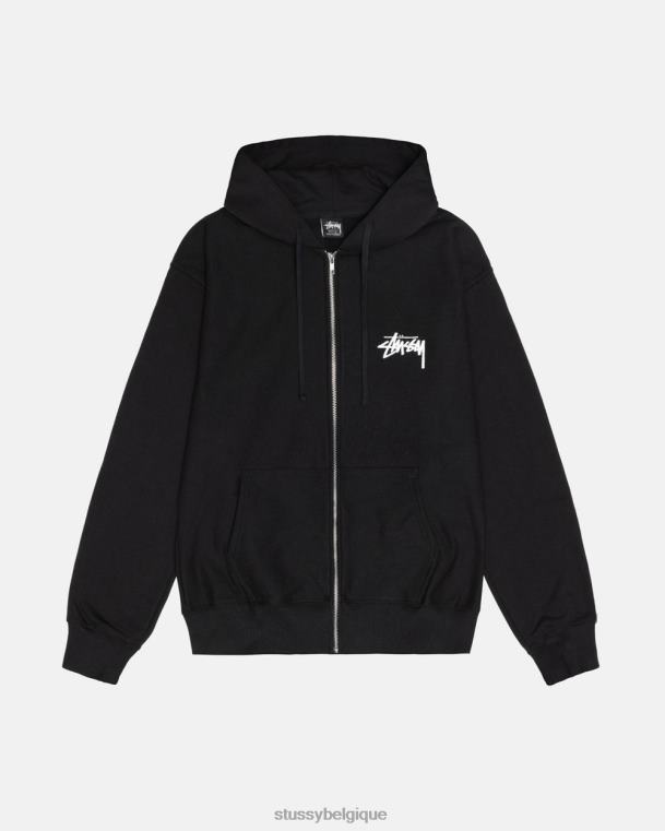 sueurs sweat à capuche zippé unisexe noir STUSSY V46H172