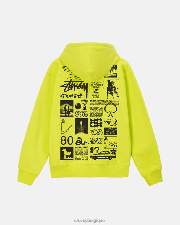 sueurs sweat zippé sara unisexe citron vert STUSSY V46H168