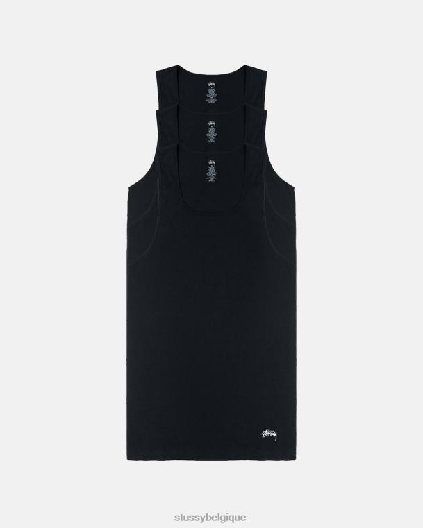 tees débardeur côtelé - pack de 3 unisexe noir STUSSY V46H92
