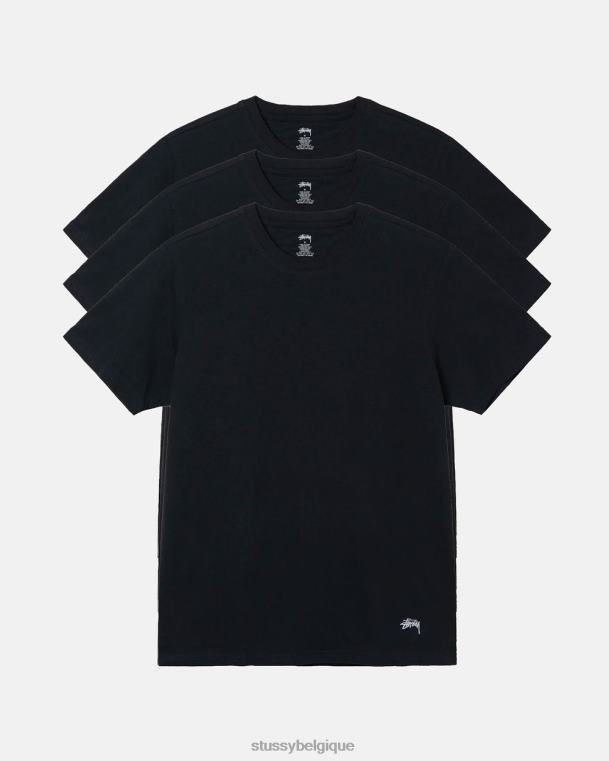 tees maillot de corps - lot de 3 unisexe noir STUSSY V46H89